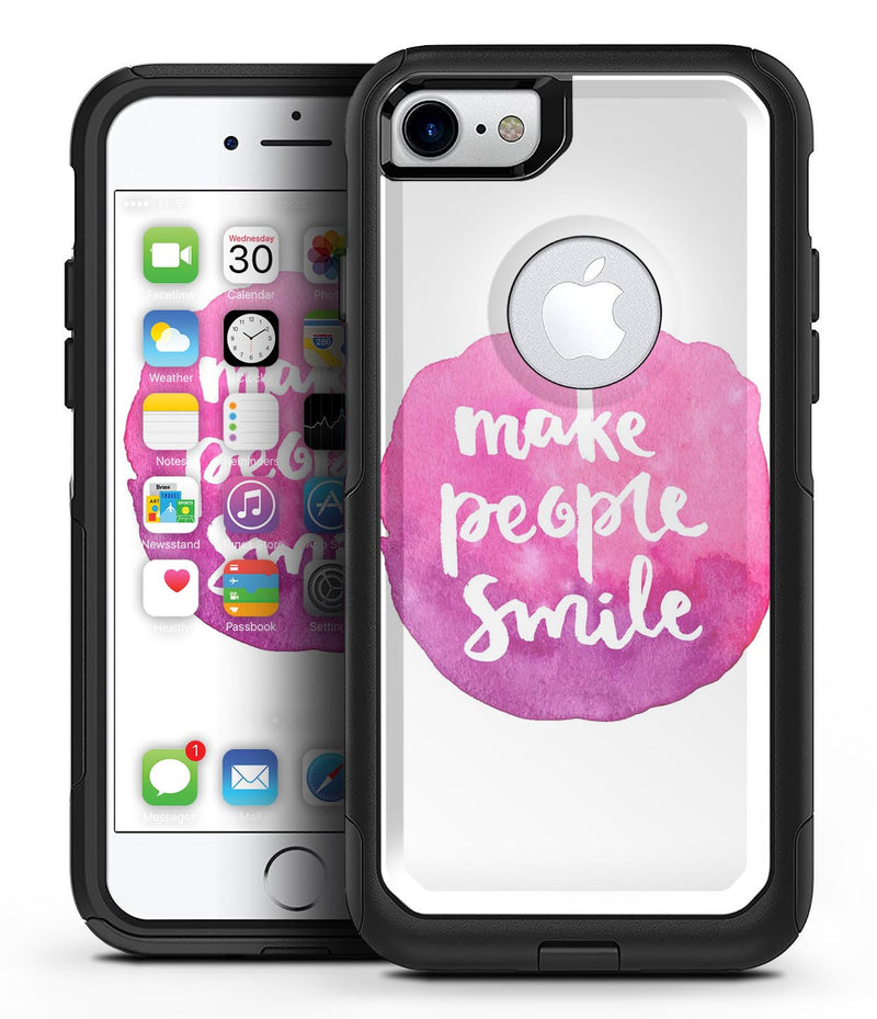 Watercolor Pink Make People Smile - iPhone 7 or 7 Plus Commuter Case Skin Kit