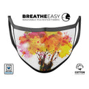 Watercolor Splattered Tree - Made in USA Mouth Cover Unisex Anti-Dust Cotton Blend Reusable & Washable Face Mask with Adjustable Sizing for Adult or Child
