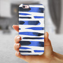 Watercolor Strokes of Blue on Black iPhone 6/6s or 6/6s Plus 2-Piece Hybrid INK-Fuzed Case