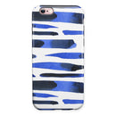 Watercolor Strokes of Blue on Black iPhone 6/6s or 6/6s Plus 2-Piece Hybrid INK-Fuzed Case
