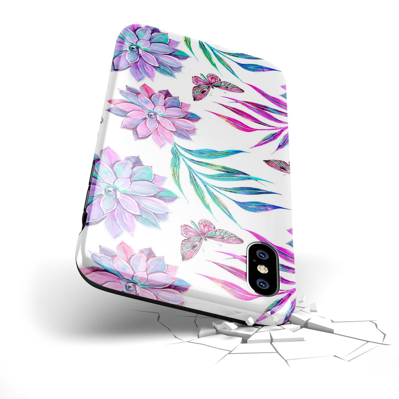 Watercolor Succulent Bloom V17 - iPhone X Swappable Hybrid Case