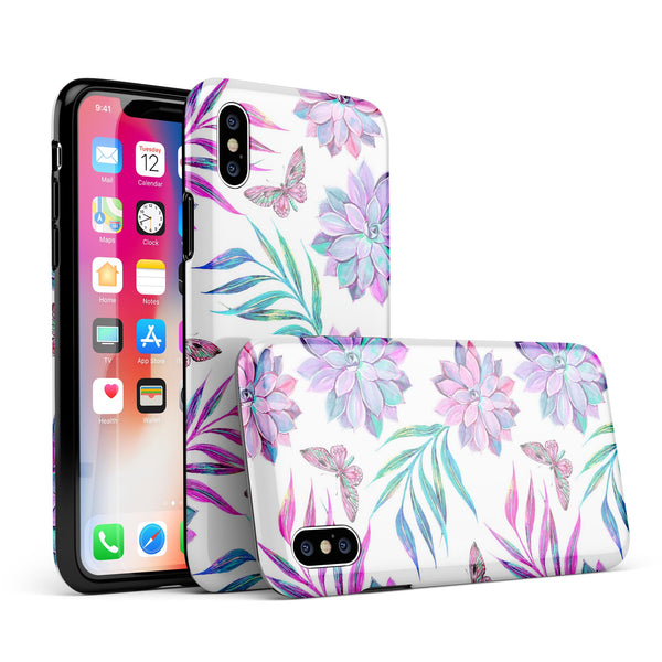 Watercolor Succulent Bloom V17 - iPhone X Swappable Hybrid Case