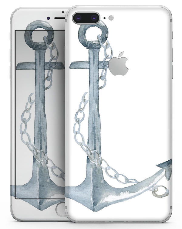 Watercolored Grungy Chained Anchor - Skin-kit for the iPhone 8 or 8 Plus