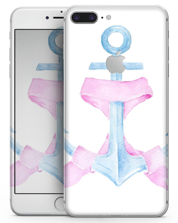 Watercolored Ribbon on Anchor - Skin-kit for the iPhone 8 or 8 Plus