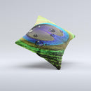 Watered Neon Peacock Feather Ink-Fuzed Decorative Throw Pillow
