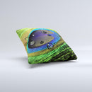 Watered Neon Peacock Feather Ink-Fuzed Decorative Throw Pillow