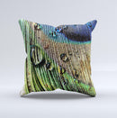 Watered Peacock Detail Ink-Fuzed Decorative Throw Pillow