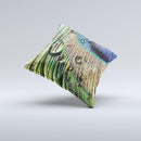 Watered Peacock Detail Ink-Fuzed Decorative Throw Pillow