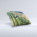 Watered Peacock Detail Ink-Fuzed Decorative Throw Pillow