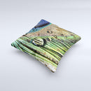 Watered Peacock Detail Ink-Fuzed Decorative Throw Pillow