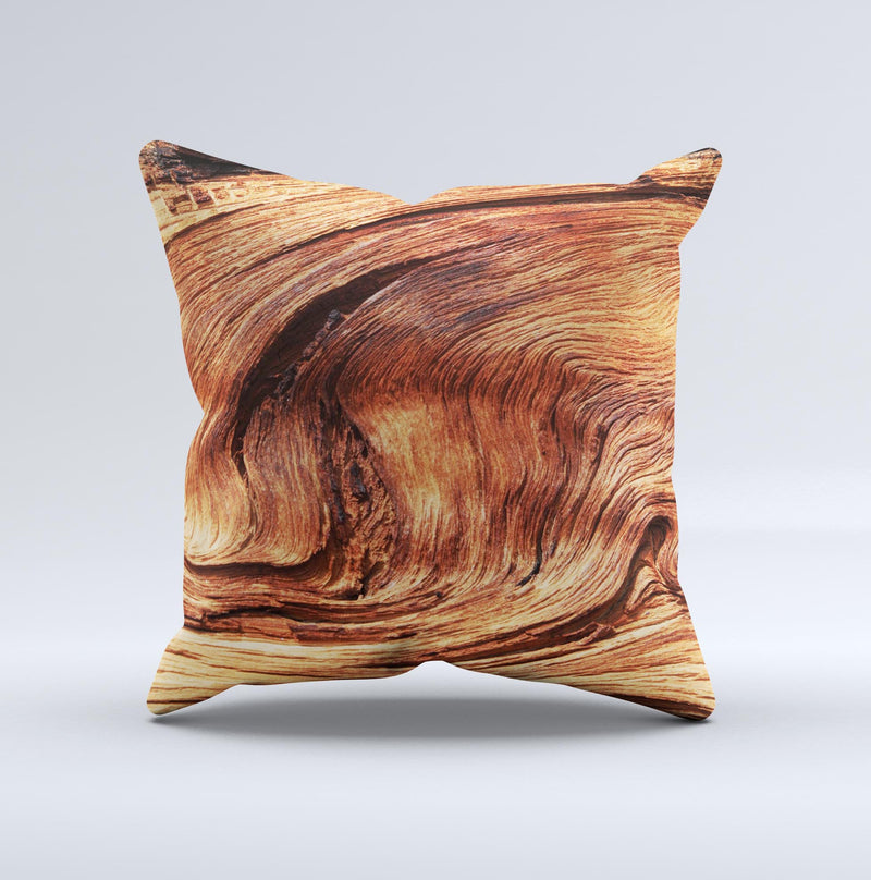Wavy Bright Wood Knot Ink-Fuzed Decorative Throw Pillow