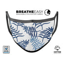 Whispy Leaves of Blue - Made in USA Mouth Cover Unisex Anti-Dust Cotton Blend Reusable & Washable Face Mask with Adjustable Sizing for Adult or Child