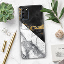 White-Black Marble & Digital Gold Foil V1 2 - Premium Vinyl Skin Decal for Samsung Galaxy S25 Ultra, S24, S23, S22 & All Galaxy S Models