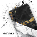 White-Black Marble & Digital Gold Foil V1 2 - Premium Vinyl Skin Decal for Samsung Galaxy S25 Ultra, S24, S23, S22 & All Galaxy S Models