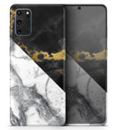 White-Black Marble & Digital Gold Foil V1 - Skin-Kit for the Samsung Galaxy S-Series S20, S20 Plus, S20 Ultra , S10 & others (All Galaxy Devices Available)