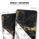 White-Black Marble & Digital Gold Foil V1 - Skin-Kit for the Samsung Galaxy S-Series S20, S20 Plus, S20 Ultra , S10 & others (All Galaxy Devices Available)