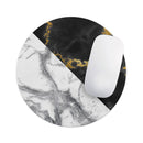 White-Black Marble & Digital Gold Foil V1// WaterProof Rubber Foam Backed Anti-Slip Mouse Pad for Home Work Office or Gaming Computer Desk