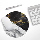 White-Black Marble & Digital Gold Foil V1// WaterProof Rubber Foam Backed Anti-Slip Mouse Pad for Home Work Office or Gaming Computer Desk