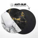 White-Black Marble & Digital Gold Foil V1// WaterProof Rubber Foam Backed Anti-Slip Mouse Pad for Home Work Office or Gaming Computer Desk