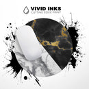 White-Black Marble & Digital Gold Foil V1// WaterProof Rubber Foam Backed Anti-Slip Mouse Pad for Home Work Office or Gaming Computer Desk