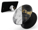 White-Black Marble & Digital Gold Foil V1 - Skin Kit for PopSockets and other Smartphone Extendable Grips & Stands