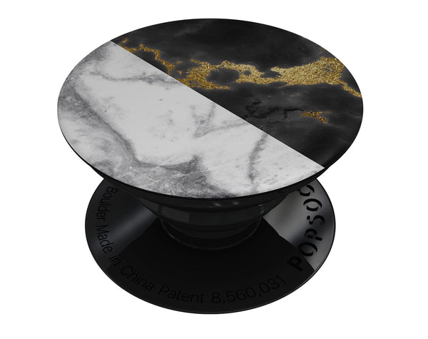 White-Black Marble & Digital Gold Foil V1 - Skin Kit for PopSockets and other Smartphone Extendable Grips & Stands
