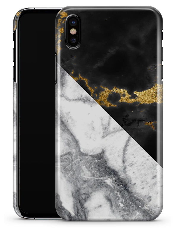 White-Black Marble & Digital Gold Foil V1 - iPhone X Clipit Case