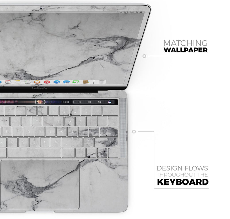 White & Grey Marble Surface V1 - Skin Decal Wrap Kit Compatible with the Apple MacBook Pro, Pro with Touch Bar or Air (11", 12", 13", 15" & 16" - All Versions Available)