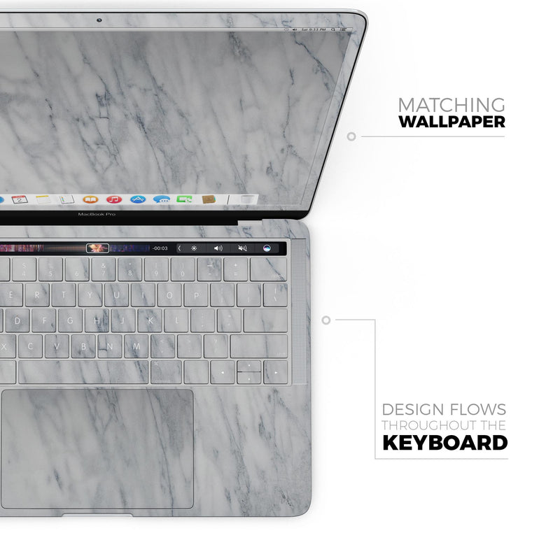 White & Grey Marble Surface V2 - Skin Decal Wrap Kit Compatible with the Apple MacBook Pro, Pro with Touch Bar or Air (11", 12", 13", 15" & 16" - All Versions Available)