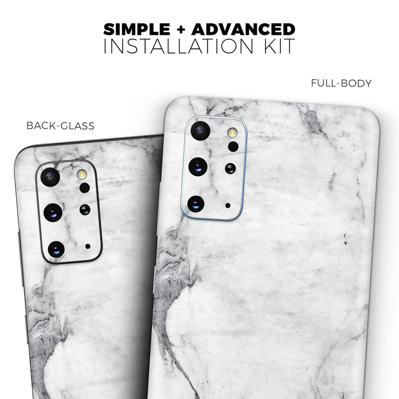 White & Grey Marble Surface V1 - Skin-Kit for the Samsung Galaxy S-Series S20, S20 Plus, S20 Ultra , S10 & others (All Galaxy Devices Available)