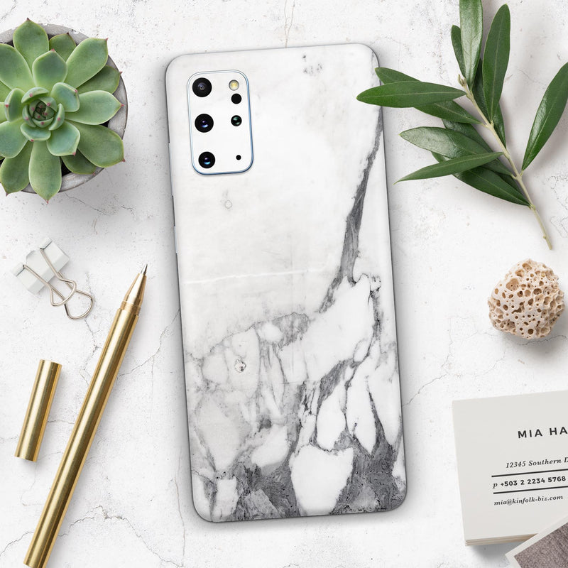 White & Grey Marble Surface V3 2 - Skin-Kit for the Samsung Galaxy S-Series S20, S20 Plus, S20 Ultra , S10 & others (All Galaxy Devices Available)