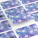 White Abstract Flowers Over Purple and Blue Cloud Mix  - Premium Protective Decal Skin-Kit for the Apple Credit Card