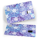 White Abstract Flowers Over Purple and Blue Cloud Mix  - Premium Protective Decal Skin-Kit for the Apple Credit Card