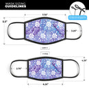 White Abstract Flowers Over Purple and Blue Cloud Mix  - Made in USA Mouth Cover Unisex Anti-Dust Cotton Blend Reusable & Washable Face Mask with Adjustable Sizing for Adult or Child