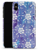 White Abstract Flowers Over Purple and Blue Cloud Mix  - iPhone X Clipit Case