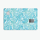 White Butterflies and Flowers on Blue Watercolor Pattern - Premium Protective Decal Skin-Kit for the Apple Credit Card