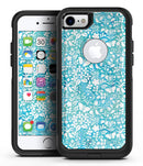 White Butterflies and Flowers on Blue Watercolor Pattern - iPhone 7 or 8 OtterBox Case & Skin Kits