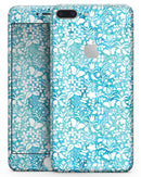 White Butterflies and Flowers on Blue Watercolor Pattern - Skin-kit for the iPhone 8 or 8 Plus