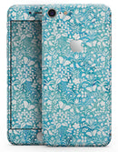 White Butterflies and Flowers on Blue Watercolor Pattern - Skin-kit for the iPhone 8 or 8 Plus
