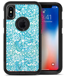 White Butterflies and Flowers on Blue Watercolor Pattern - iPhone X OtterBox Case & Skin Kits