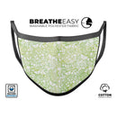 White Butterflies and Flowers on Green Watercolor Pattern - Made in USA Mouth Cover Unisex Anti-Dust Cotton Blend Reusable & Washable Face Mask with Adjustable Sizing for Adult or Child
