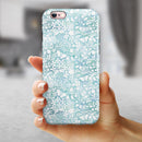 White Butterflies and Flowers on Light Blue Watercolor Pattern iPhone 6/6s or 6/6s Plus 2-Piece Hybrid INK-Fuzed Case