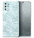 White Butterflies and Flowers on Light Blue Watercolor Pattern - Premium Vinyl Skin Decal for Samsung Galaxy S25 Ultra, S24, S23, S22 & All Galaxy S Models