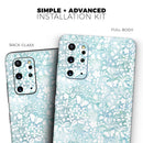 White Butterflies and Flowers on Light Blue Watercolor Pattern - Premium Vinyl Skin Decal for Samsung Galaxy S25 Ultra, S24, S23, S22 & All Galaxy S Models