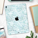 White Butterflies and Flowers on Light Blue Watercolor Pattern - Full Body Skin Decal for the Apple iPad Pro 12.9", 11", 10.5", 9.7", Air or Mini (All Models Available)