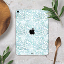 White Butterflies and Flowers on Light Blue Watercolor Pattern - Full Body Skin Decal for the Apple iPad Pro 12.9", 11", 10.5", 9.7", Air or Mini (All Models Available)