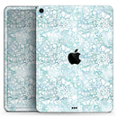White Butterflies and Flowers on Light Blue Watercolor Pattern - Full Body Skin Decal for the Apple iPad Pro 12.9", 11", 10.5", 9.7", Air or Mini (All Models Available)