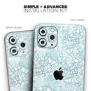 White Butterflies and Flowers on Light Blue Watercolor Pattern - Protective Skin Wrap & Decal – Compatible with iPhone SE to iPhone 17 Pro Max (All Models)