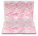 White Butterflies and Flowers on Pink and Red Watercolor Pattern - MacBook Air Skin Kit