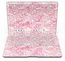 White Butterflies and Flowers on Pink and Red Watercolor Pattern - MacBook Air Skin Kit
